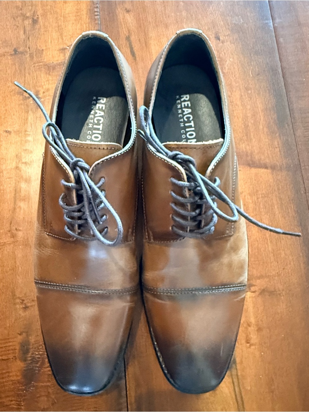 Reaction Kenneth Cole Two-Tone Brown Leather Cap-Toe Oxfords